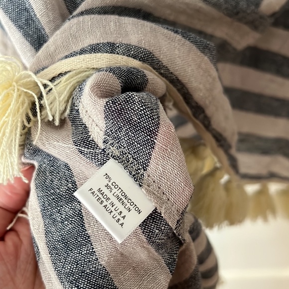 MISA LA || Linen Pom Pom Striped Poncho NWT - Picture 5 of 5
